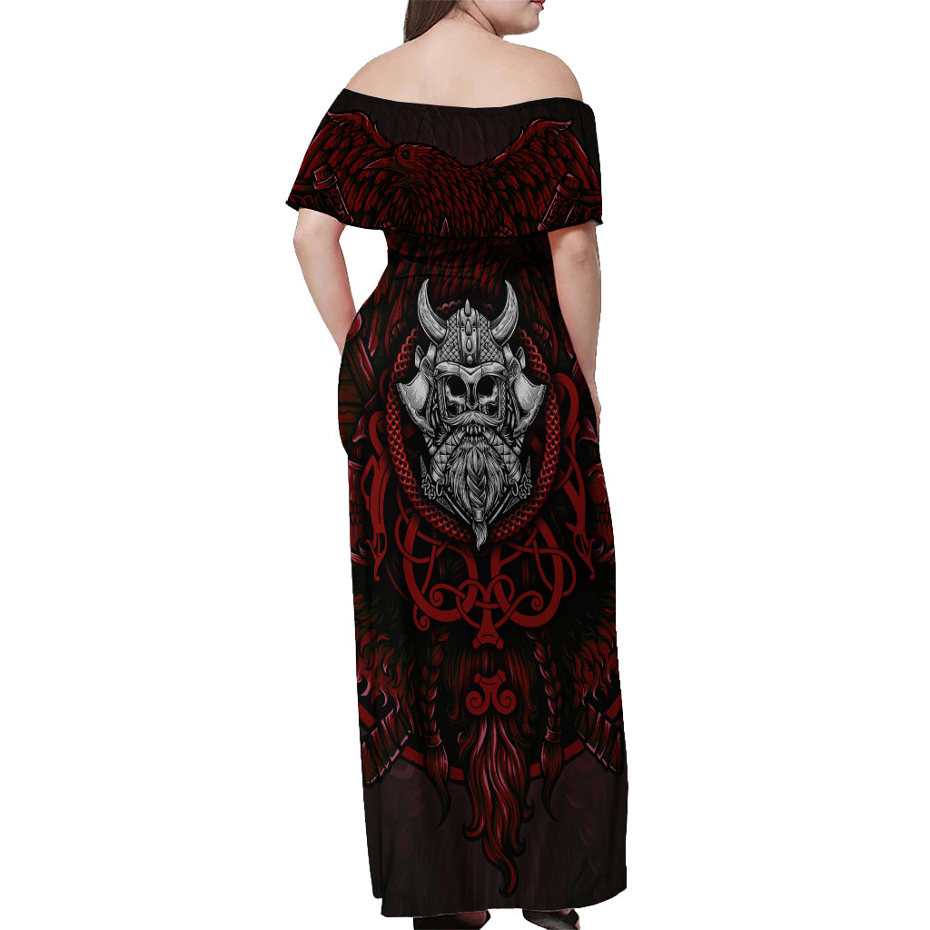 Blood Of Viking Warrior Off Shoulder Maxi Dress - Wonder Print Shop