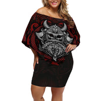 Blood Of Viking Warrior Off Shoulder Short Dress - Wonder Print Shop