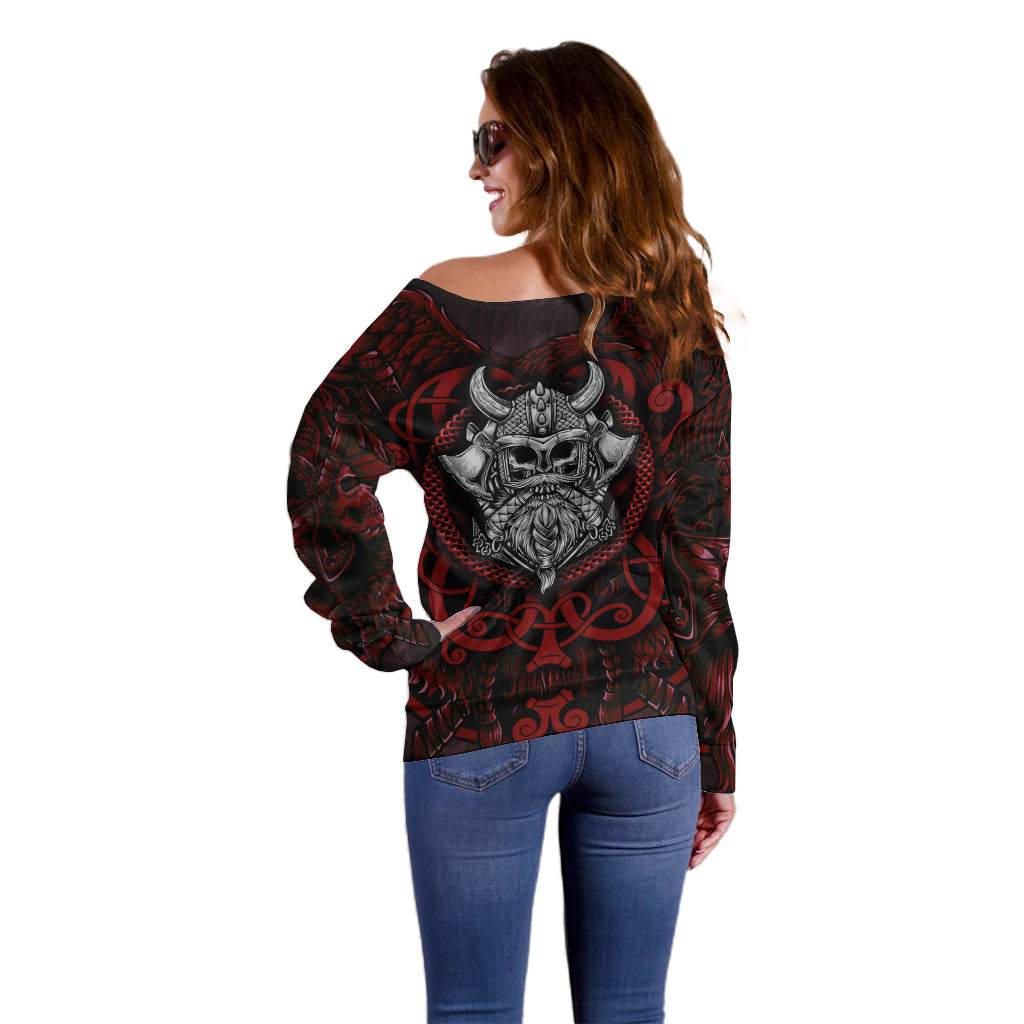 Blood Of Viking Warrior Off Shoulder Sweater - Wonder Print Shop
