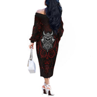 Blood Of Viking Warrior Off The Shoulder Long Sleeve Dress - Wonder Print Shop