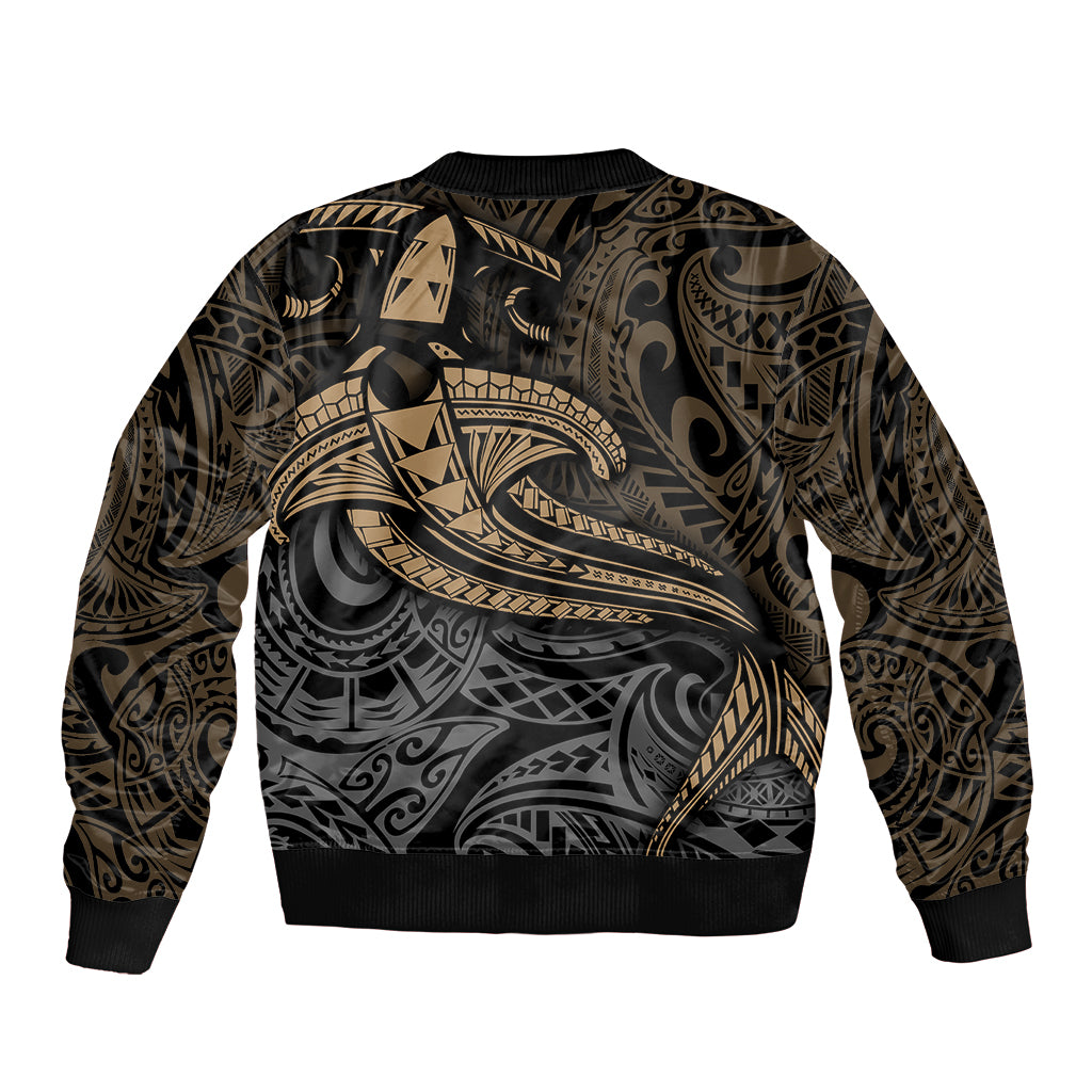 Polynesian Bomber Jacket Hammerhead Shark Tribal Pattern - Wonder Print Shop