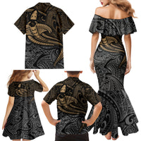 Polynesian Family Matching Mermaid Dress and Hawaiian Shirt Hammerhead Shark Tribal Pattern - Wonder Print Shop