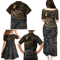 Polynesian Family Matching Puletasi Dress and Hawaiian Shirt Hammerhead Shark Tribal Pattern - Wonder Print Shop