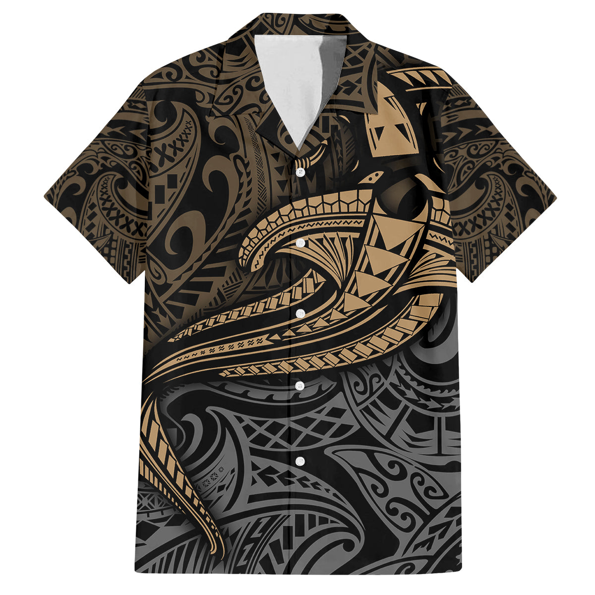 Polynesian Family Matching Summer Maxi Dress and Hawaiian Shirt Hammerhead Shark Tribal Pattern - Wonder Print Shop