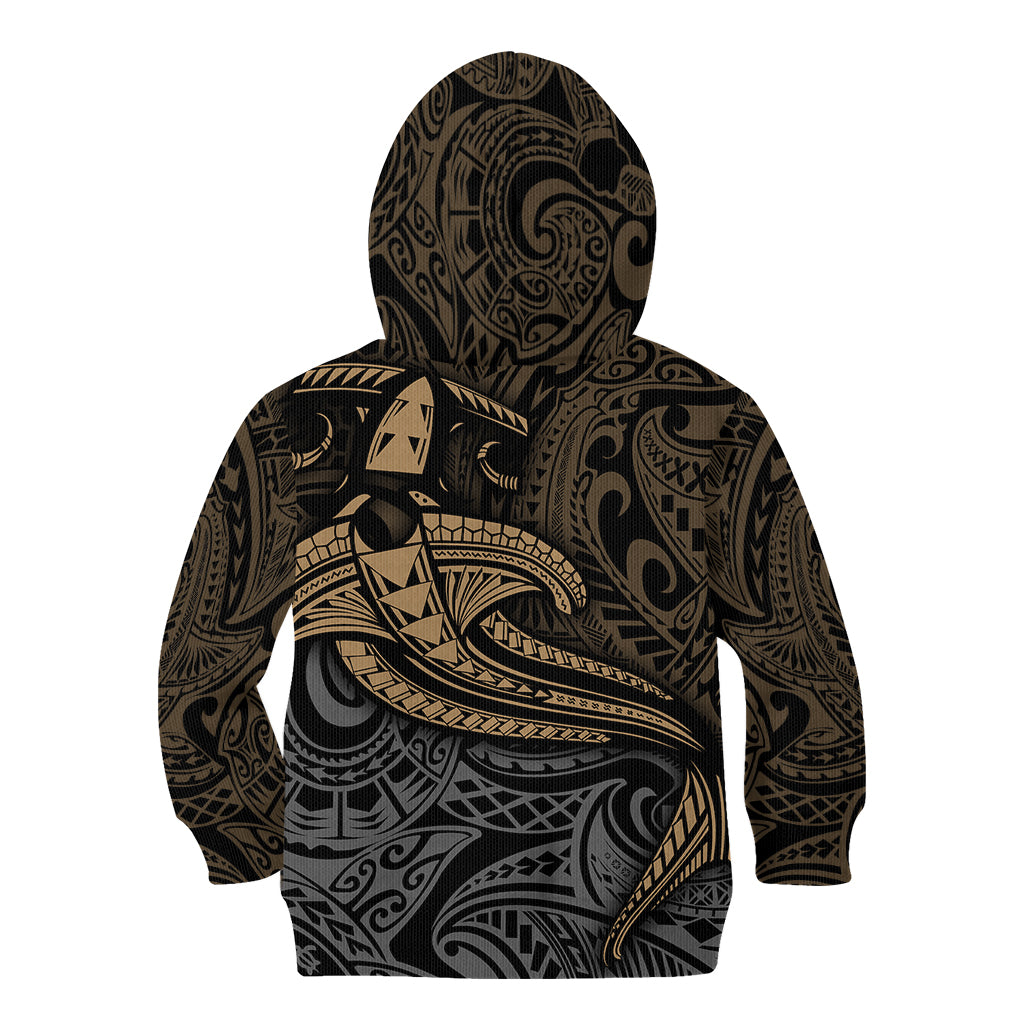 Polynesian Kid Hoodie Hammerhead Shark Tribal Pattern - Wonder Print Shop