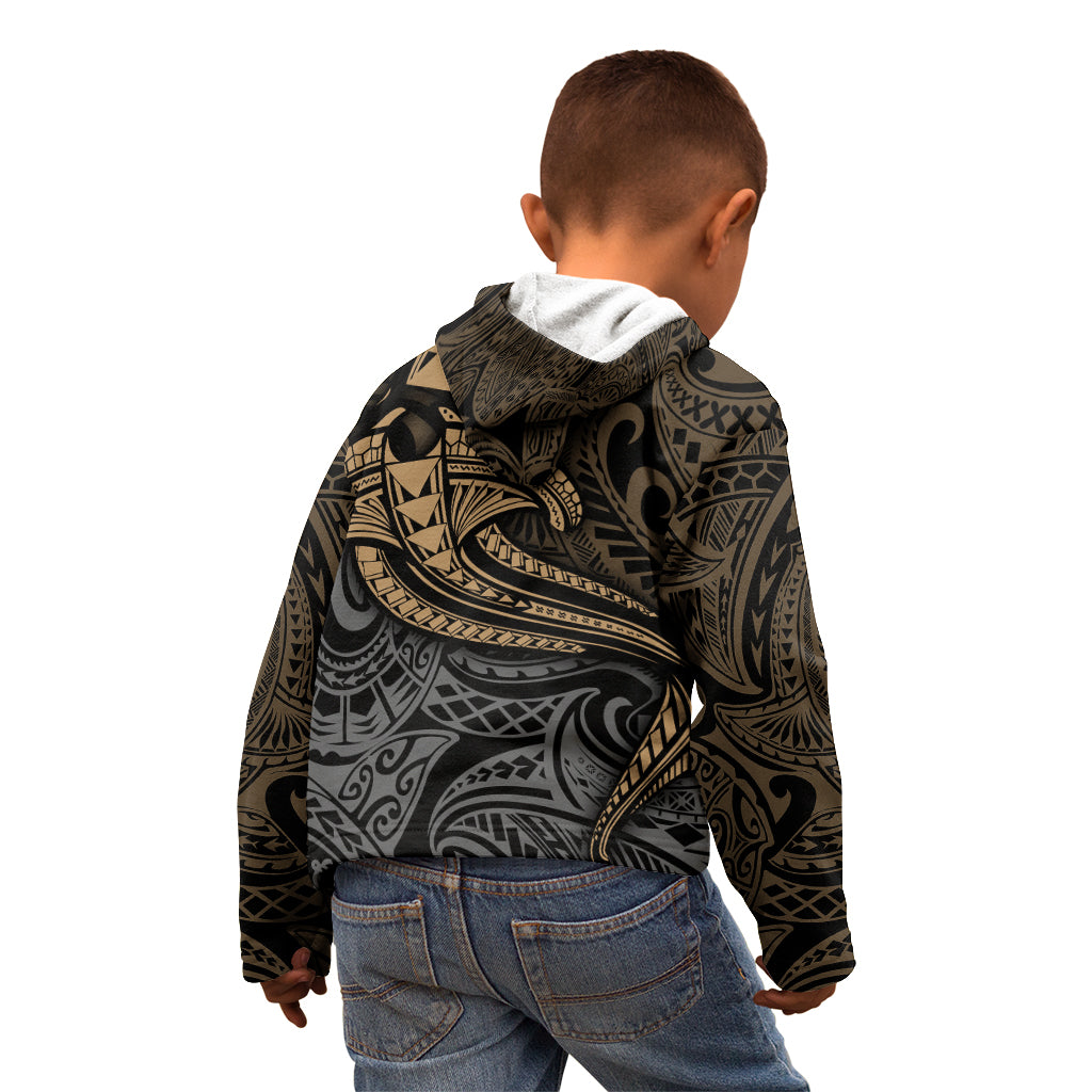 Polynesian Kid Hoodie Hammerhead Shark Tribal Pattern - Wonder Print Shop