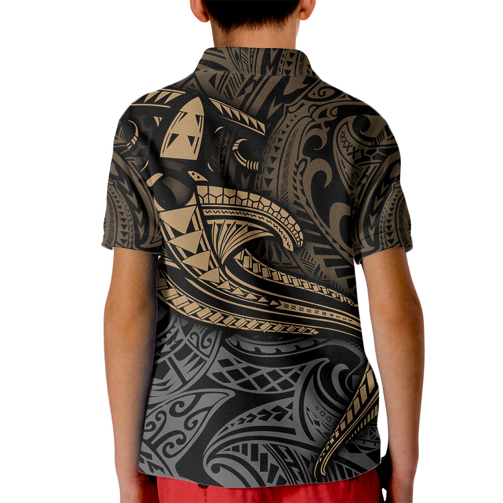 Polynesian Kid Polo Shirt Hammerhead Shark Tribal Pattern - Wonder Print Shop