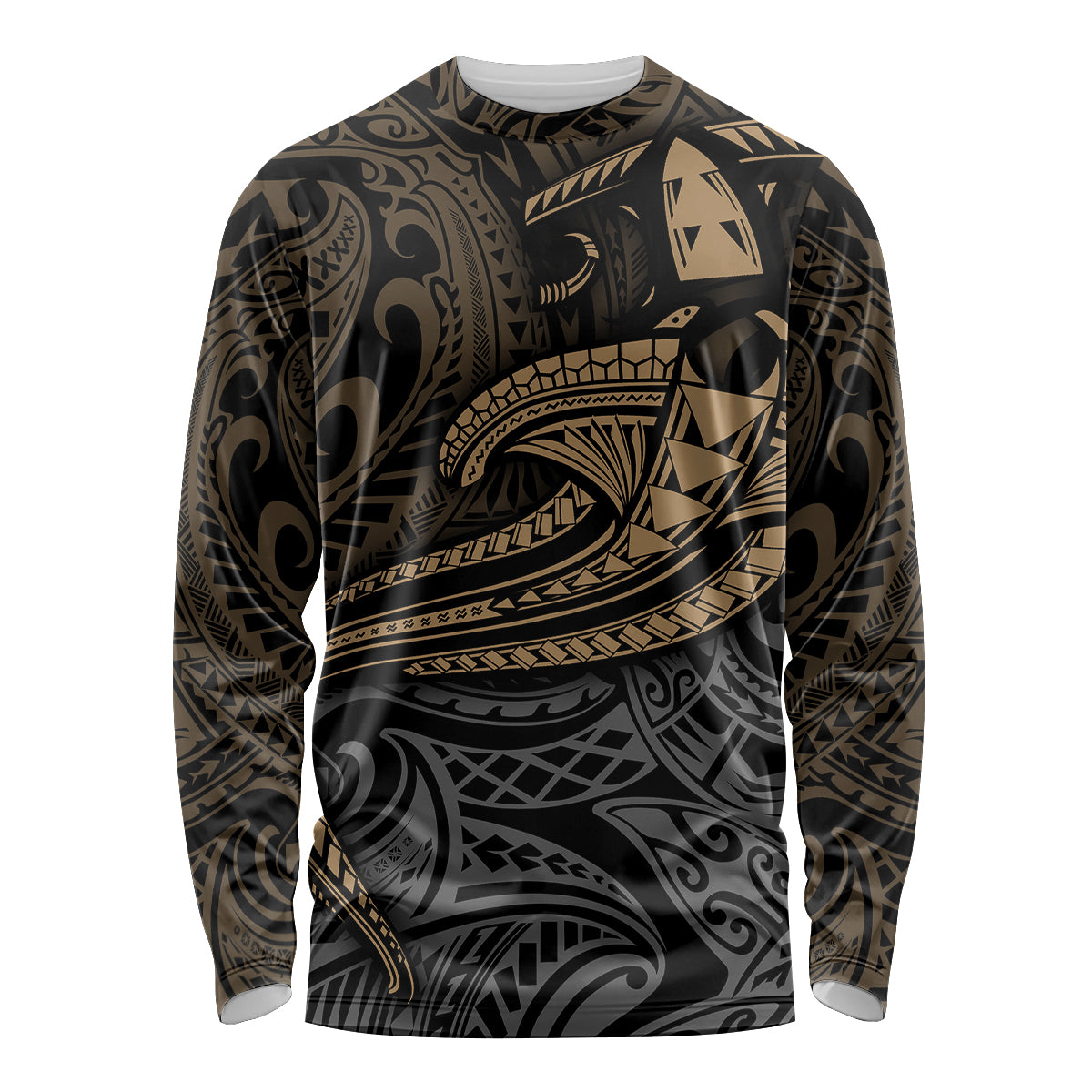 Polynesian Long Sleeve Shirt Hammerhead Shark Tribal Pattern - Wonder Print Shop