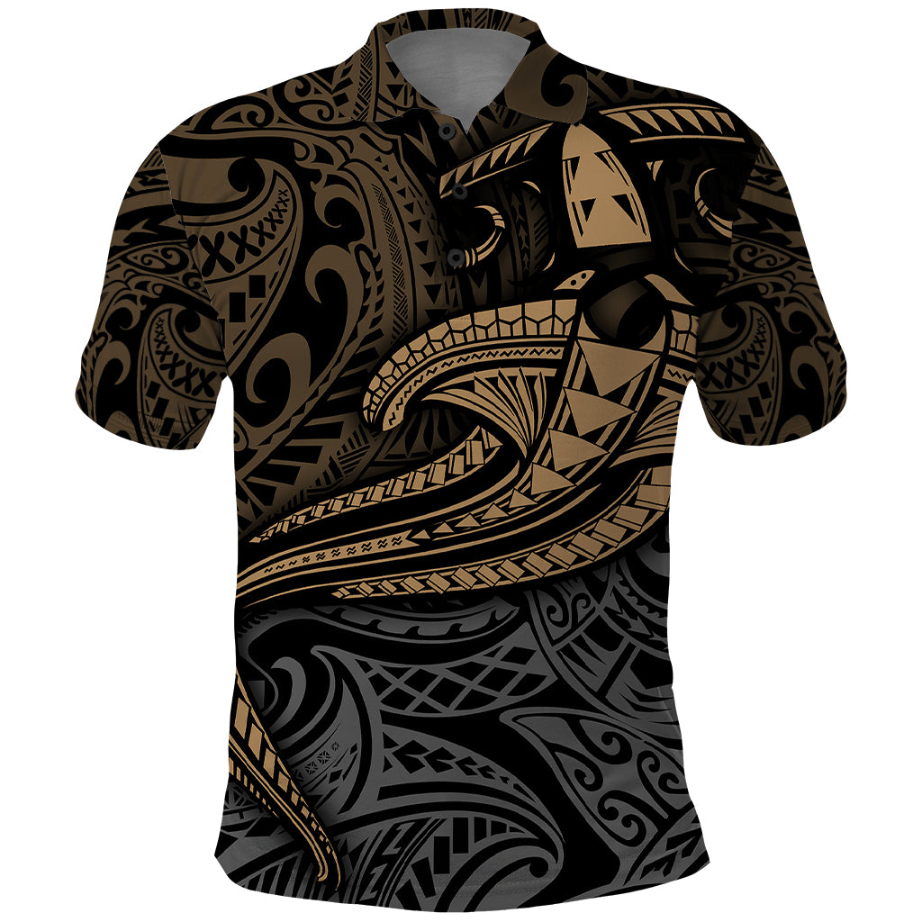 Polynesian Polo Shirt Hammerhead Shark Tribal Pattern - Wonder Print Shop