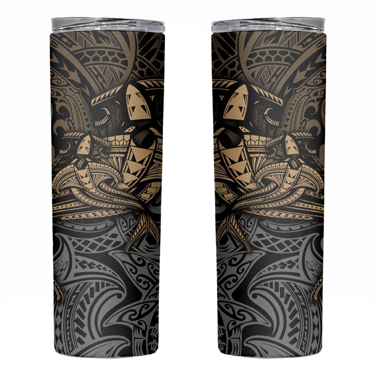 Polynesian Skinny Tumbler Hammerhead Shark Tribal Pattern - Wonder Print Shop