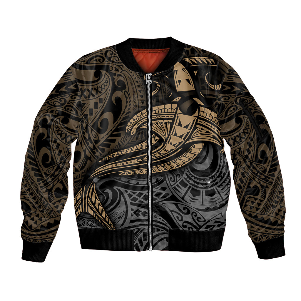 Polynesian Sleeve Zip Bomber Jacket Hammerhead Shark Tribal Pattern - Wonder Print Shop