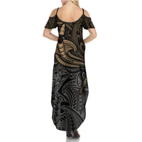Polynesian Summer Maxi Dress Hammerhead Shark Tribal Pattern - Wonder Print Shop