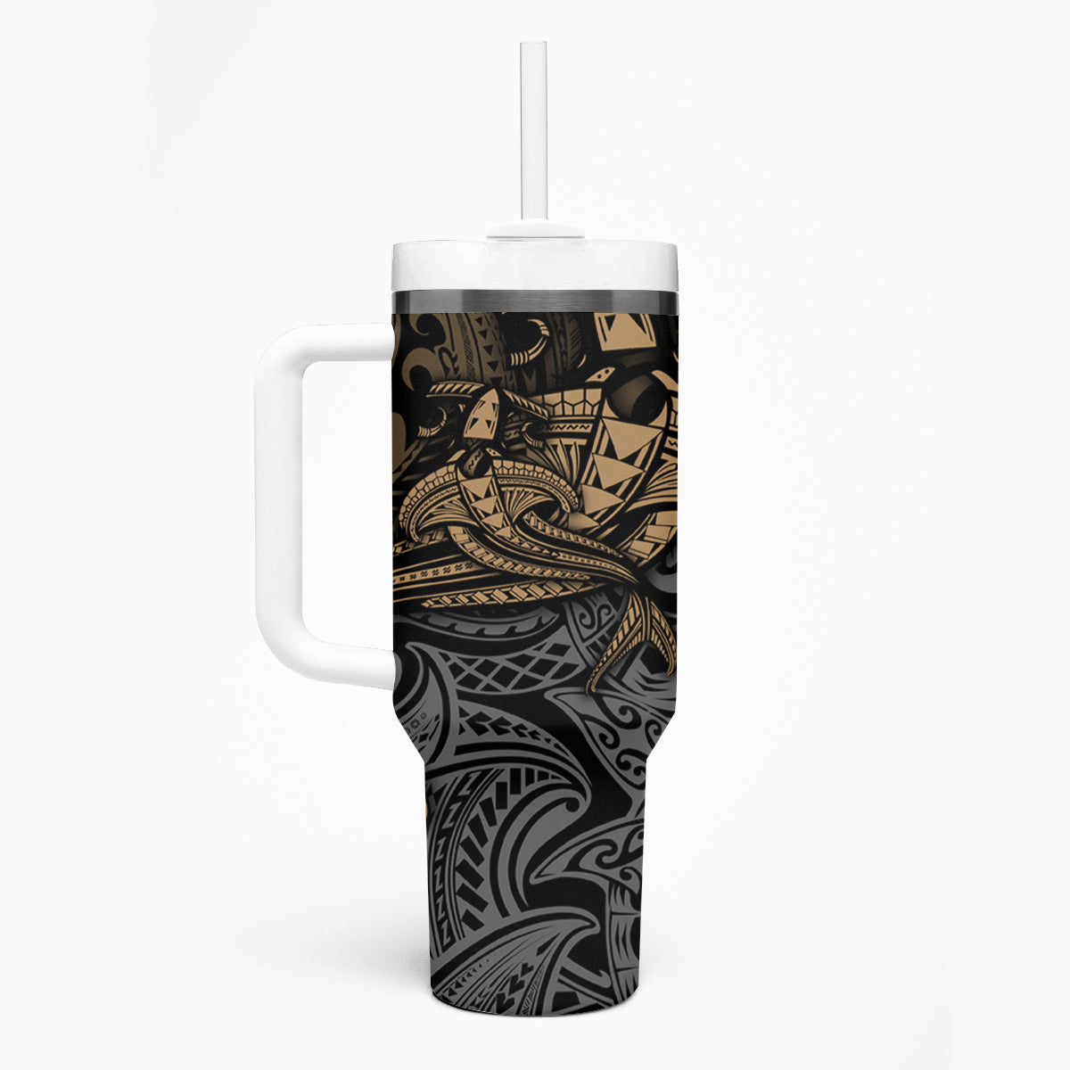 Polynesian Tumbler With Handle Hammerhead Shark Tribal Pattern - Wonder Print Shop