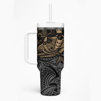 Polynesian Tumbler With Handle Hammerhead Shark Tribal Pattern - Wonder Print Shop