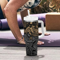 Polynesian Tumbler With Handle Hammerhead Shark Tribal Pattern - Wonder Print Shop
