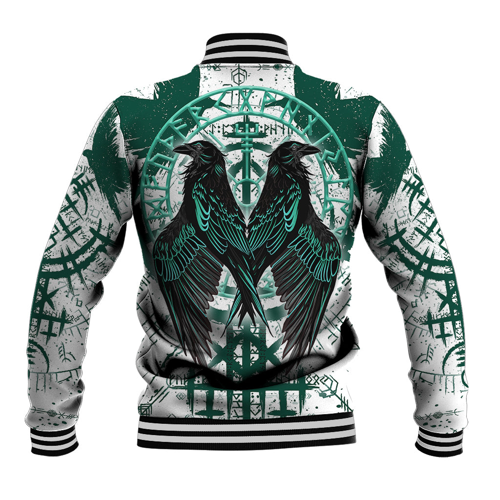 Winged Wisdom Of Viking Baseball Jacket Hugin, Munin, and the Vegvisir - Wonder Print Shop
