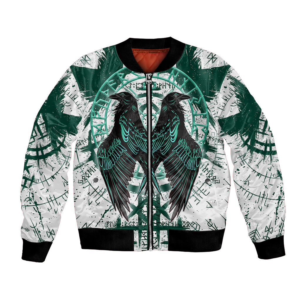 Winged Wisdom Of Viking Bomber Jacket Hugin, Munin, and the Vegvisir - Wonder Print Shop