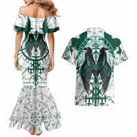 Winged Wisdom Of Viking Couples Matching Mermaid Dress and Hawaiian Shirt Hugin, Munin, and the Vegvisir - Wonder Print Shop