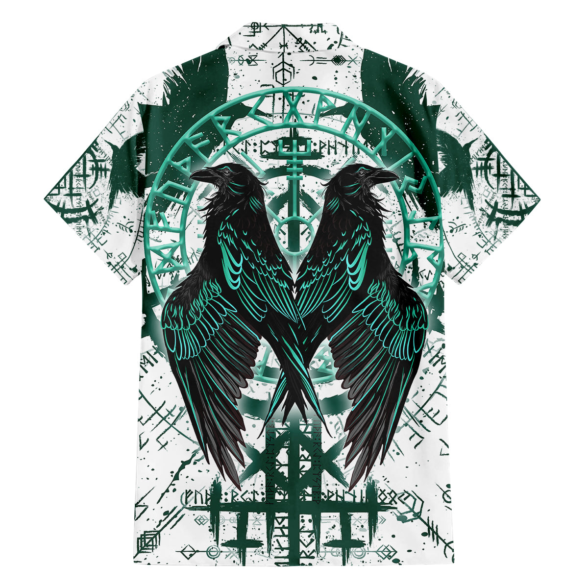 Winged Wisdom Of Viking Family Matching Long Sleeve Bodycon Dress and Hawaiian Shirt Hugin, Munin, and the Vegvisir - Wonder Print Shop