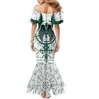 Winged Wisdom Of Viking Family Matching Mermaid Dress and Hawaiian Shirt Hugin, Munin, and the Vegvisir - Wonder Print Shop