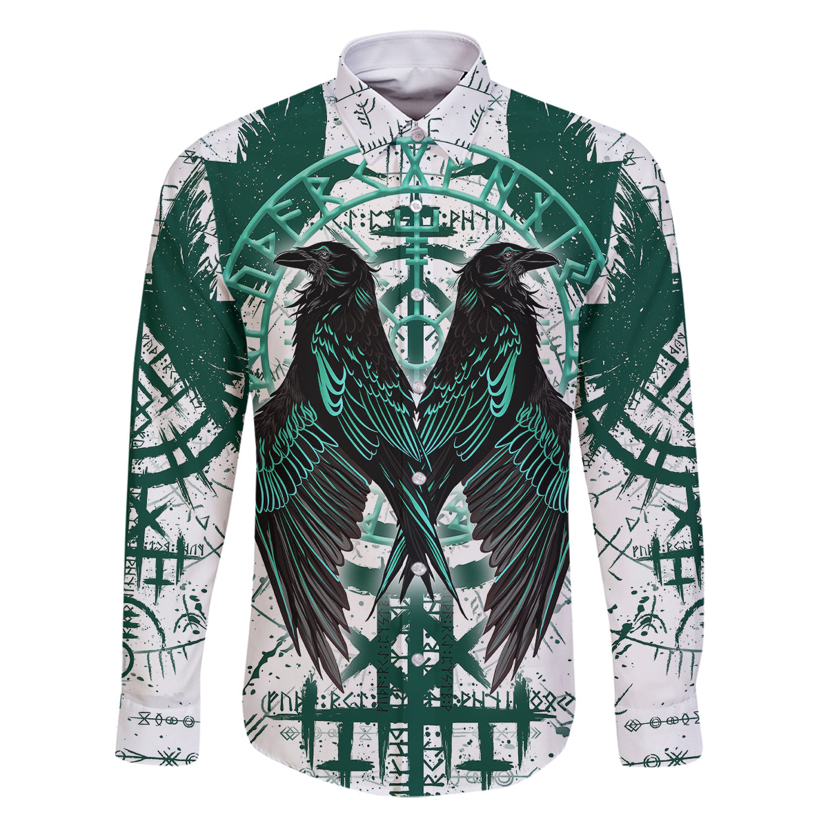 Winged Wisdom Of Viking Family Matching Puletasi Dress and Hawaiian Shirt Hugin, Munin, and the Vegvisir - Wonder Print Shop