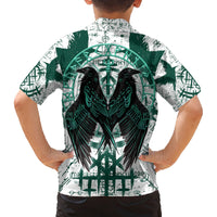 Winged Wisdom Of Viking Family Matching Summer Maxi Dress and Hawaiian Shirt Hugin, Munin, and the Vegvisir - Wonder Print Shop