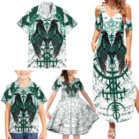 Winged Wisdom Of Viking Family Matching Summer Maxi Dress and Hawaiian Shirt Hugin, Munin, and the Vegvisir - Wonder Print Shop