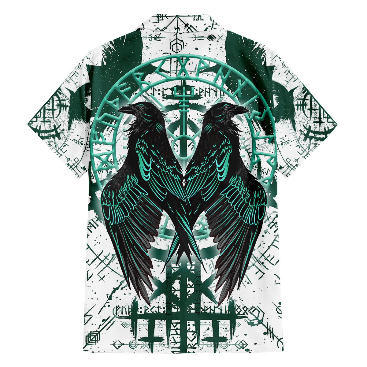 Winged Wisdom Of Viking Family Matching Summer Maxi Dress and Hawaiian Shirt Hugin, Munin, and the Vegvisir - Wonder Print Shop