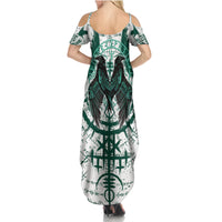 Winged Wisdom Of Viking Family Matching Summer Maxi Dress and Hawaiian Shirt Hugin, Munin, and the Vegvisir - Wonder Print Shop