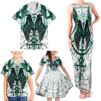 Winged Wisdom Of Viking Family Matching Tank Maxi Dress and Hawaiian Shirt Hugin, Munin, and the Vegvisir - Wonder Print Shop