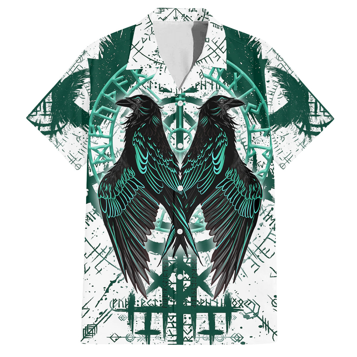 Winged Wisdom Of Viking Family Matching Tank Maxi Dress and Hawaiian Shirt Hugin, Munin, and the Vegvisir - Wonder Print Shop