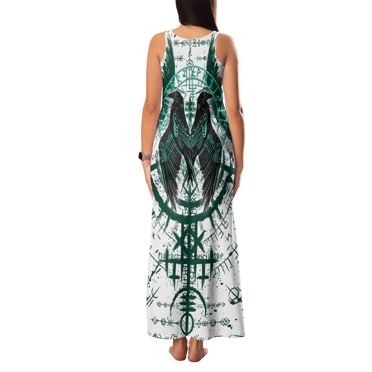 Winged Wisdom Of Viking Family Matching Tank Maxi Dress and Hawaiian Shirt Hugin, Munin, and the Vegvisir - Wonder Print Shop