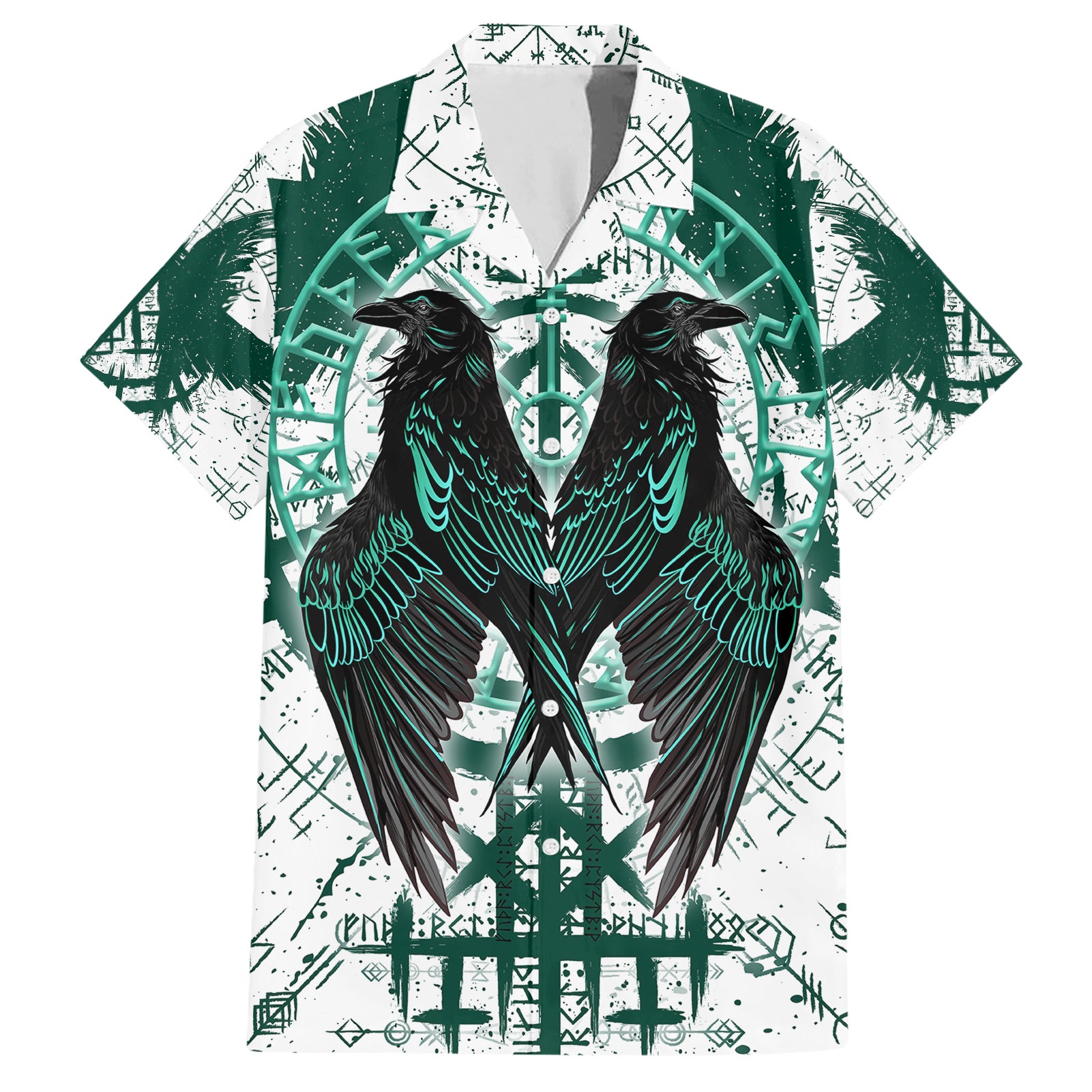 Winged Wisdom Of Viking Hawaiian Shirt Hugin, Munin, and the Vegvisir - Wonder Print Shop