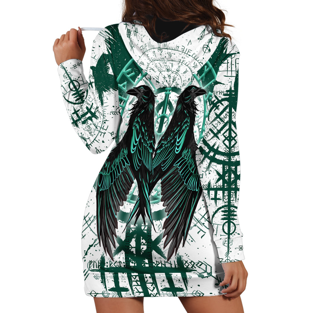 Winged Wisdom Of Viking Hoodie Dress Hugin, Munin, and the Vegvisir - Wonder Print Shop