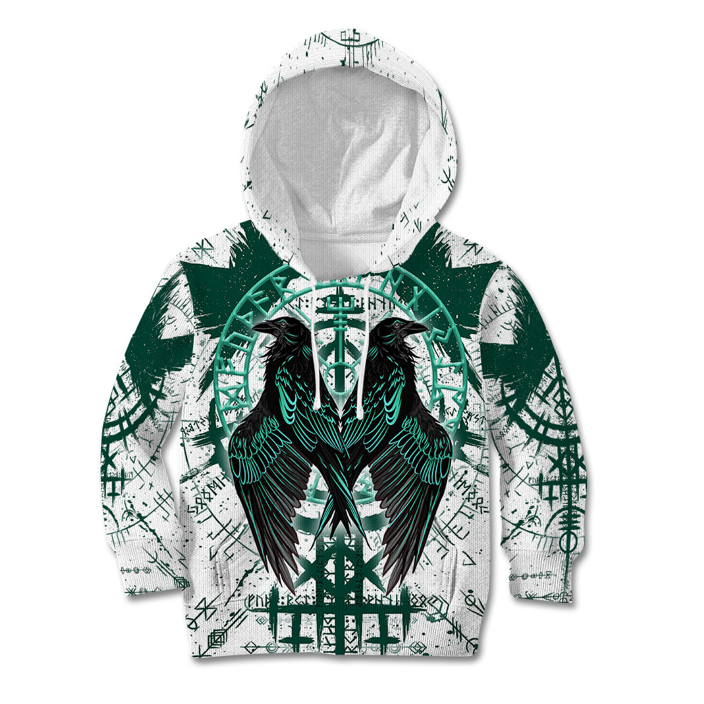 Winged Wisdom Of Viking Kid Hoodie Hugin, Munin, and the Vegvisir - Wonder Print Shop
