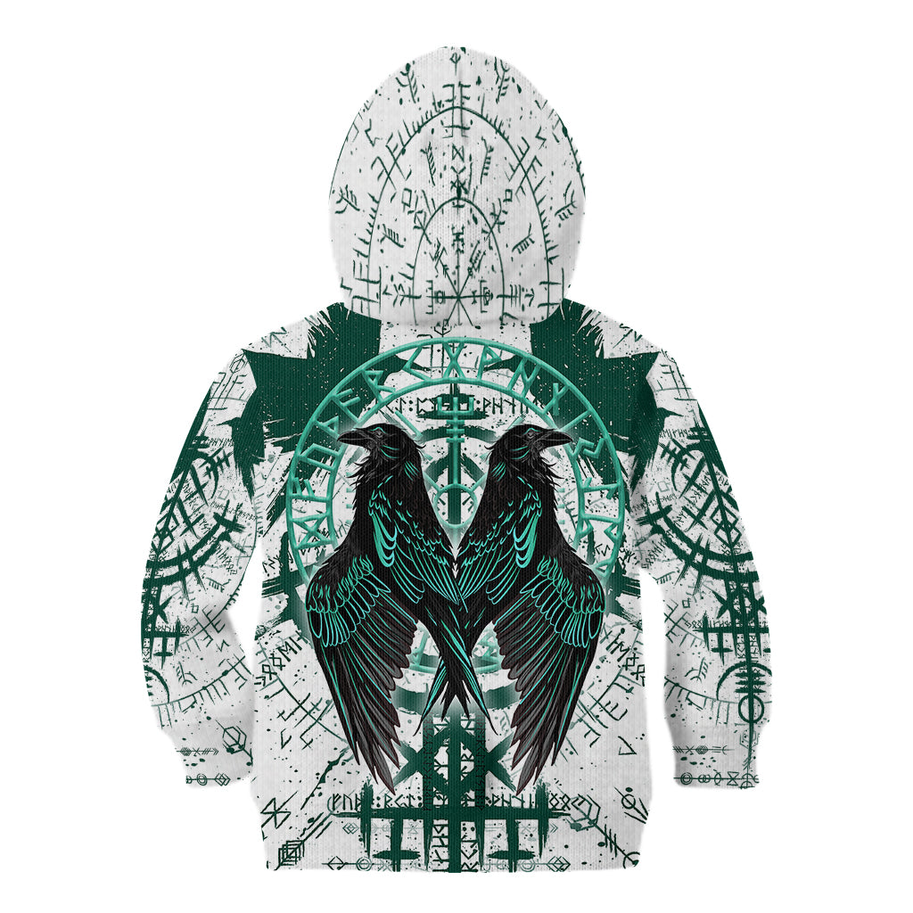 Winged Wisdom Of Viking Kid Hoodie Hugin, Munin, and the Vegvisir - Wonder Print Shop