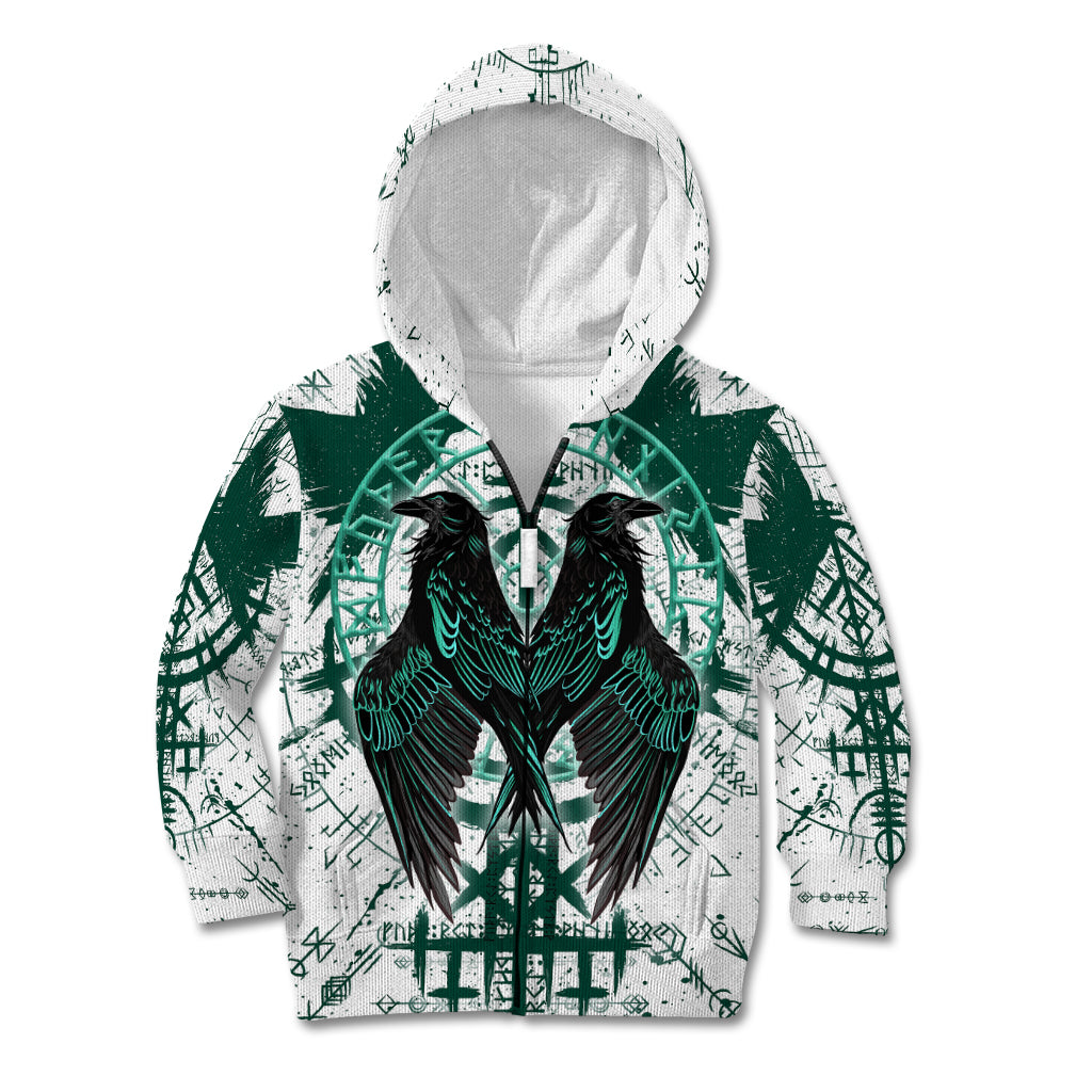 Winged Wisdom Of Viking Kid Hoodie Hugin, Munin, and the Vegvisir - Wonder Print Shop