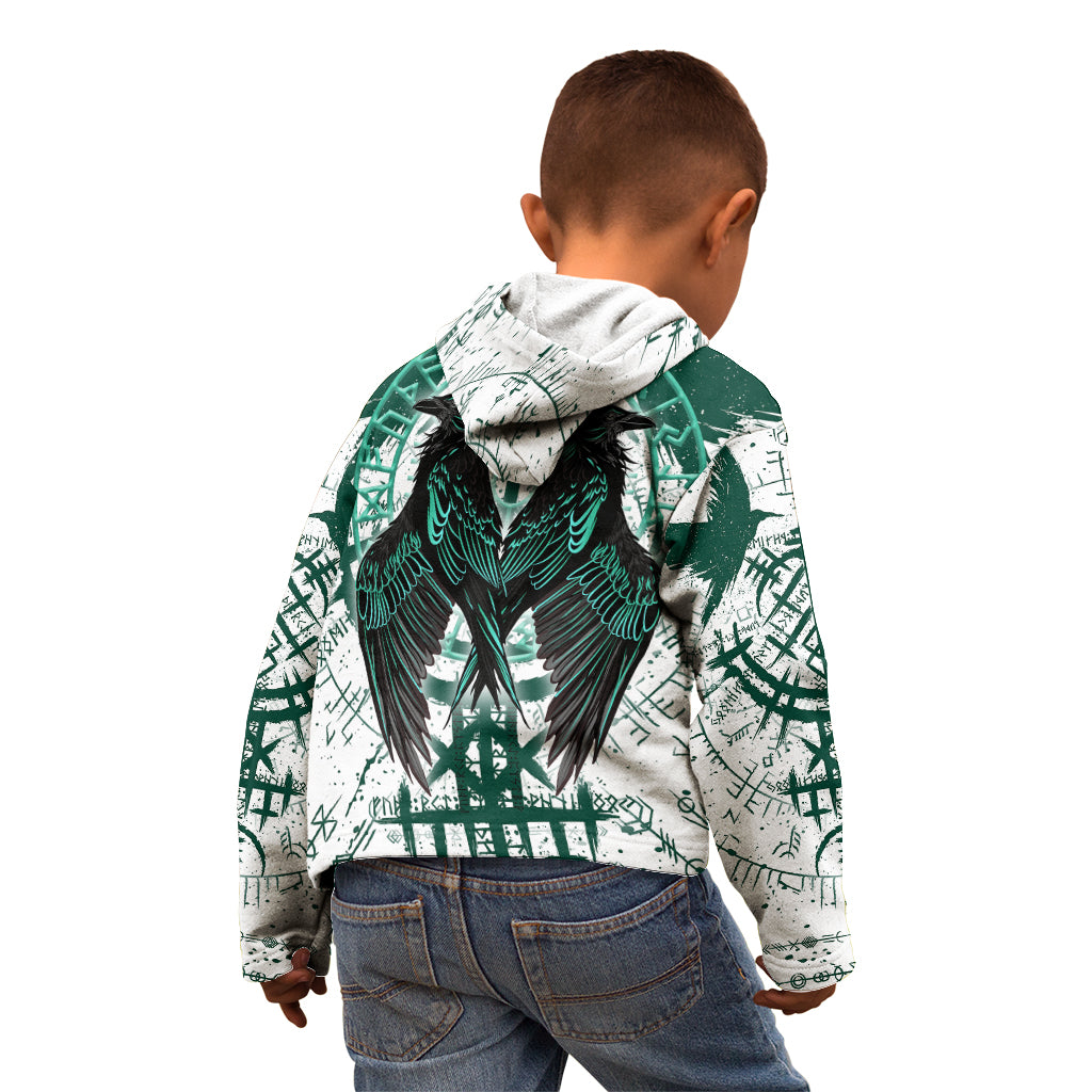 Winged Wisdom Of Viking Kid Hoodie Hugin, Munin, and the Vegvisir - Wonder Print Shop