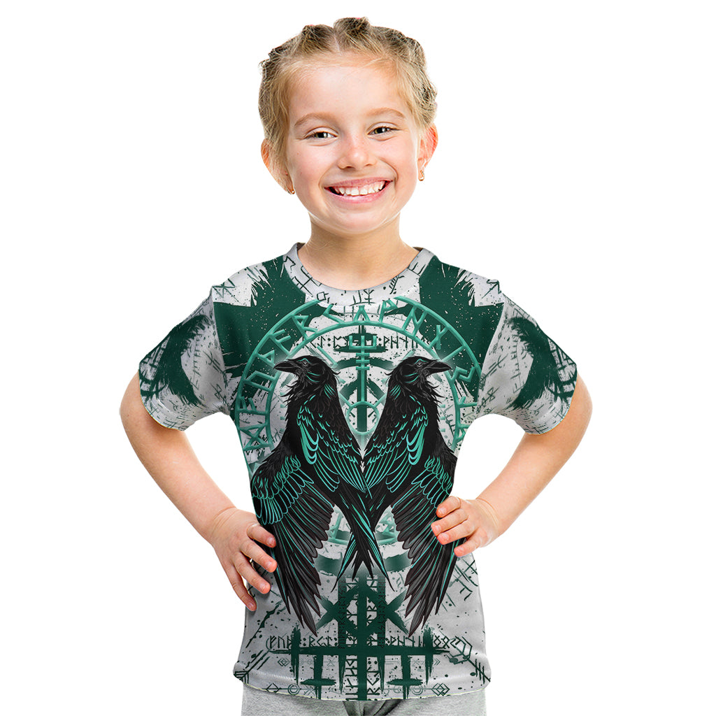Winged Wisdom Of Viking Kid T Shirt Hugin, Munin, and the Vegvisir - Wonder Print Shop