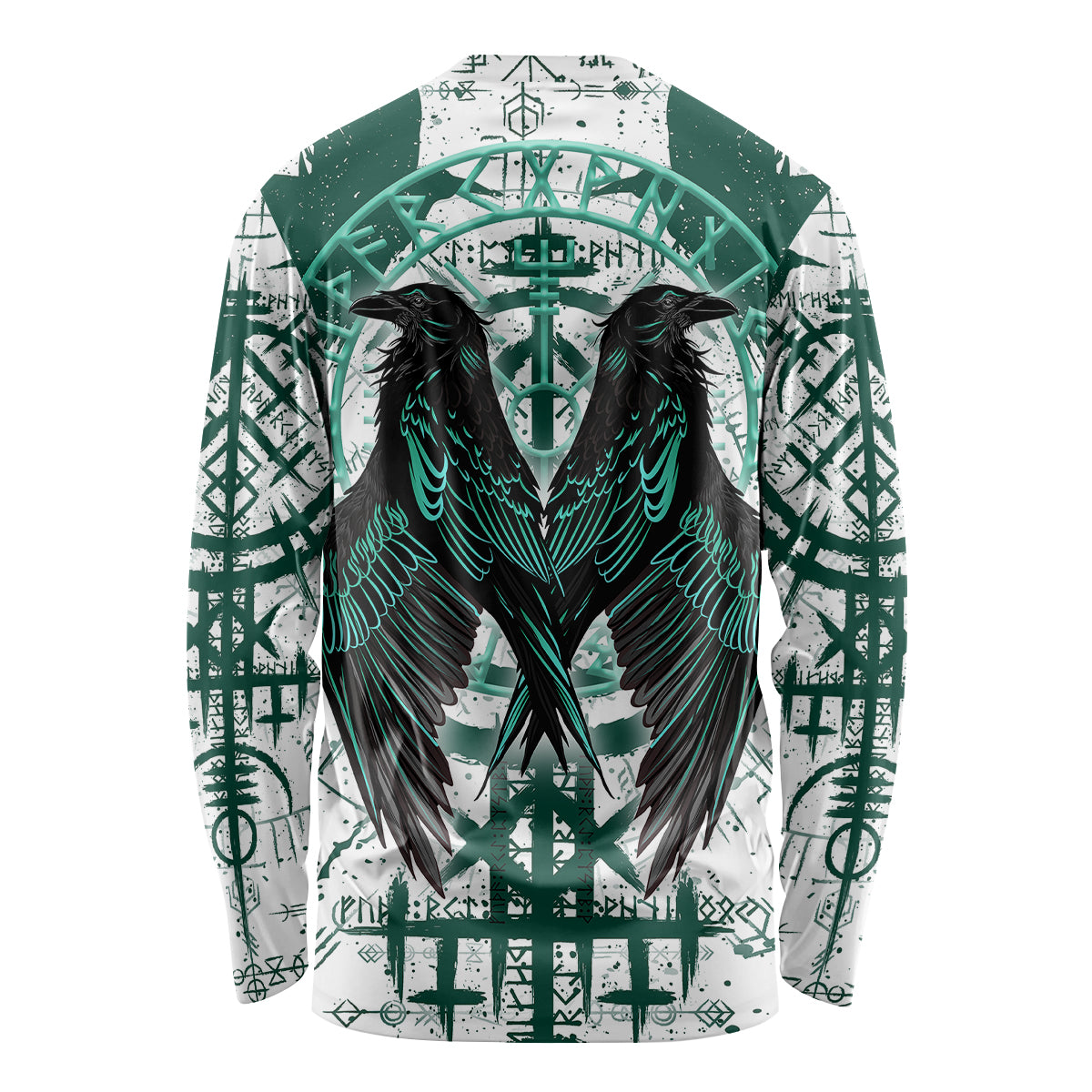 Winged Wisdom Of Viking Long Sleeve Shirt Hugin, Munin, and the Vegvisir - Wonder Print Shop