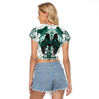 Winged Wisdom Of Viking Raglan Cropped T Shirt Hugin, Munin, and the Vegvisir - Wonder Print Shop