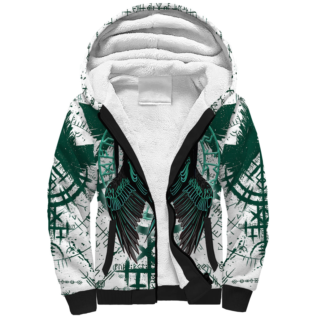Winged Wisdom Of Viking Sherpa Hoodie Hugin, Munin, and the Vegvisir - Wonder Print Shop