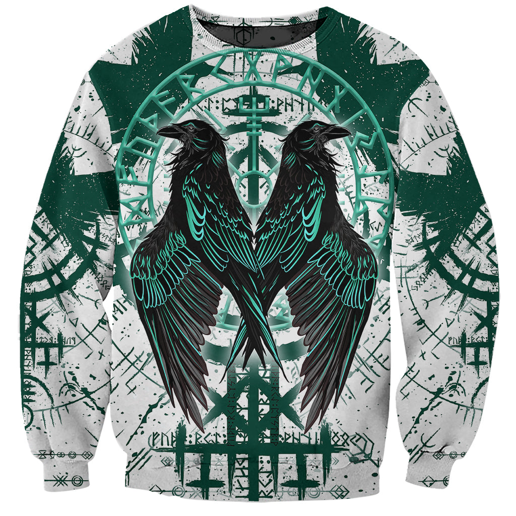 Winged Wisdom Of Viking Sweatshirt Hugin, Munin, and the Vegvisir - Wonder Print Shop