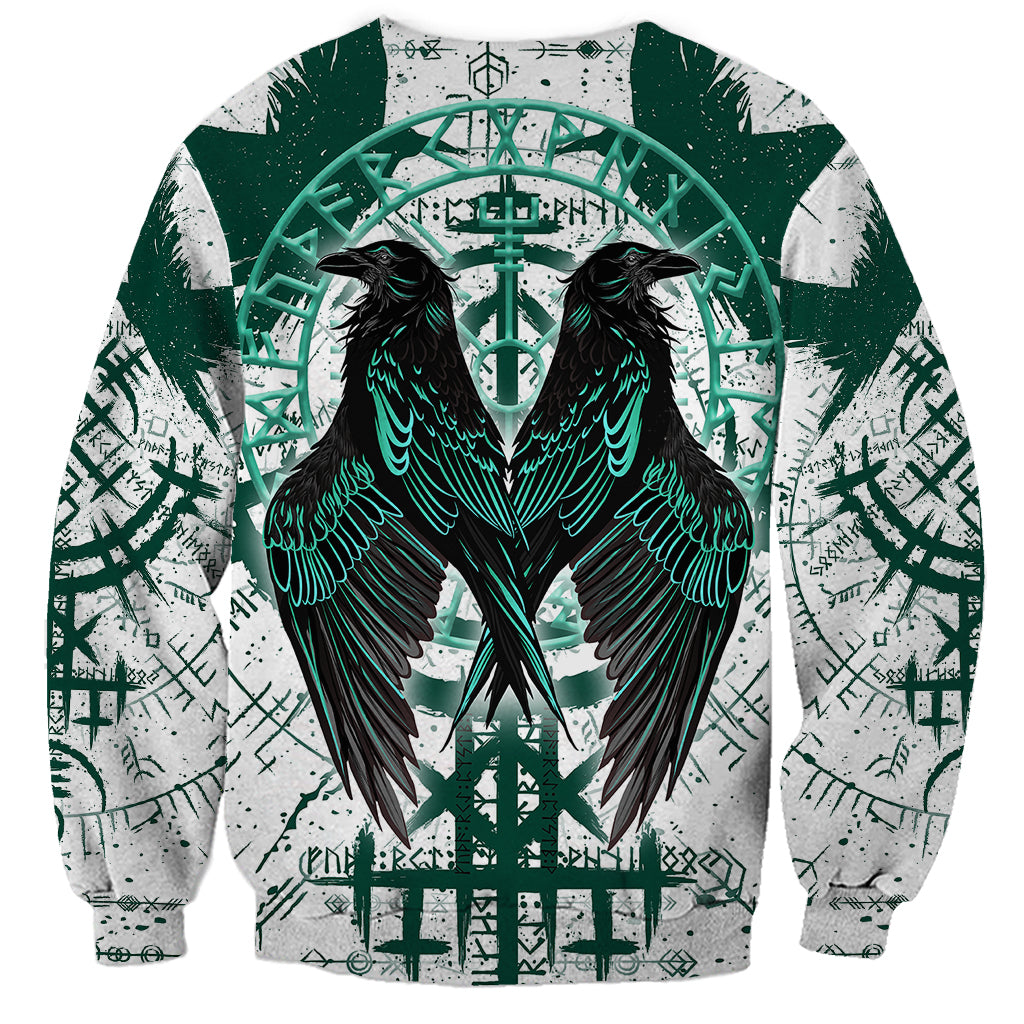 Winged Wisdom Of Viking Sweatshirt Hugin, Munin, and the Vegvisir - Wonder Print Shop