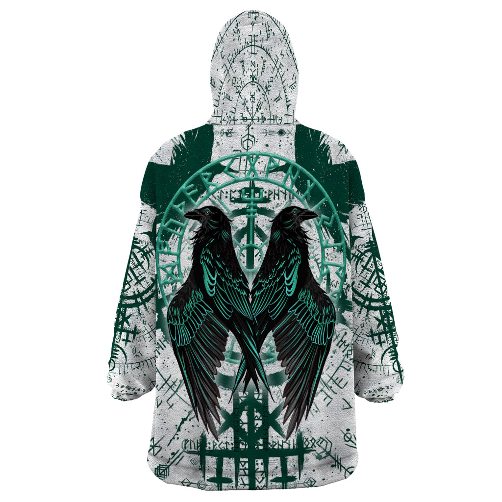 Winged Wisdom Of Viking Wearable Blanket Hoodie Hugin, Munin, and the Vegvisir - Wonder Print Shop