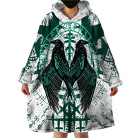 Winged Wisdom Of Viking Wearable Blanket Hoodie Hugin, Munin, and the Vegvisir - Wonder Print Shop