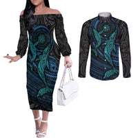 polynesian-whale-couples-matching-off-the-shoulder-long-sleeve-dress-and-long-sleeve-button-shirts