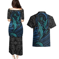 Polynesian Whale Couples Matching Puletasi Dress and Hawaiian Shirt - Wonder Print Shop
