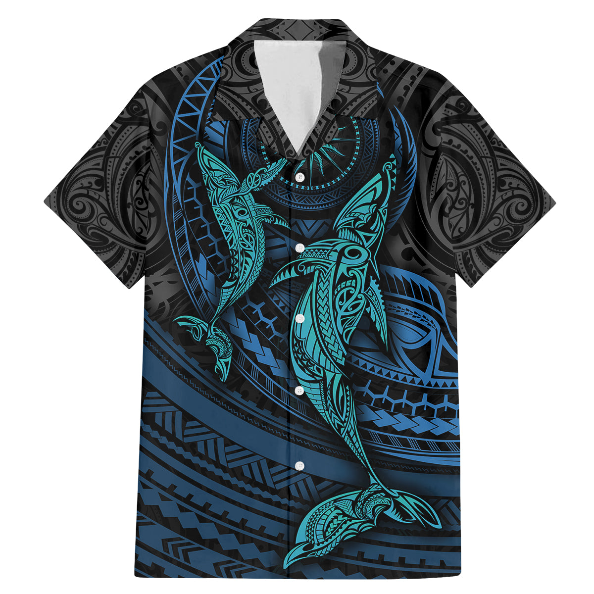 Polynesian Whale Family Matching Mermaid Dress and Hawaiian Shirt - Wonder Print Shop