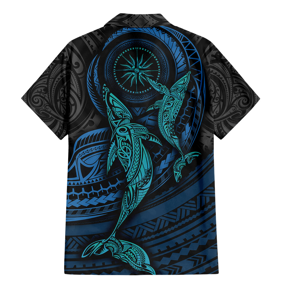 Polynesian Whale Family Matching Mermaid Dress and Hawaiian Shirt - Wonder Print Shop